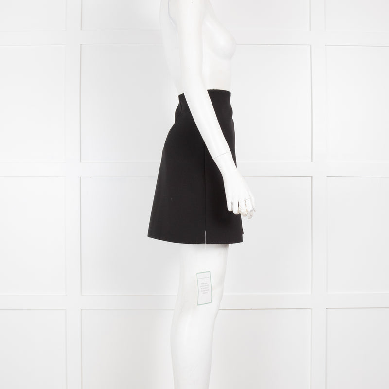 MSGM Black Mini Skirt with Jewelled Button