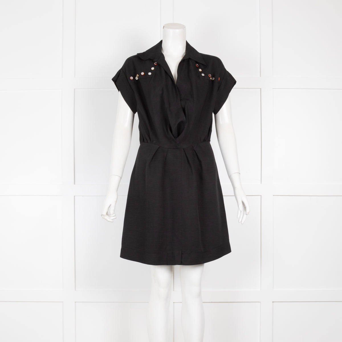 Sandro Black Dress Mirror Button Detail
