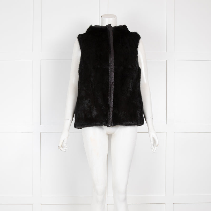 Oakwood Reversible Black Rabbit Fur Gilet