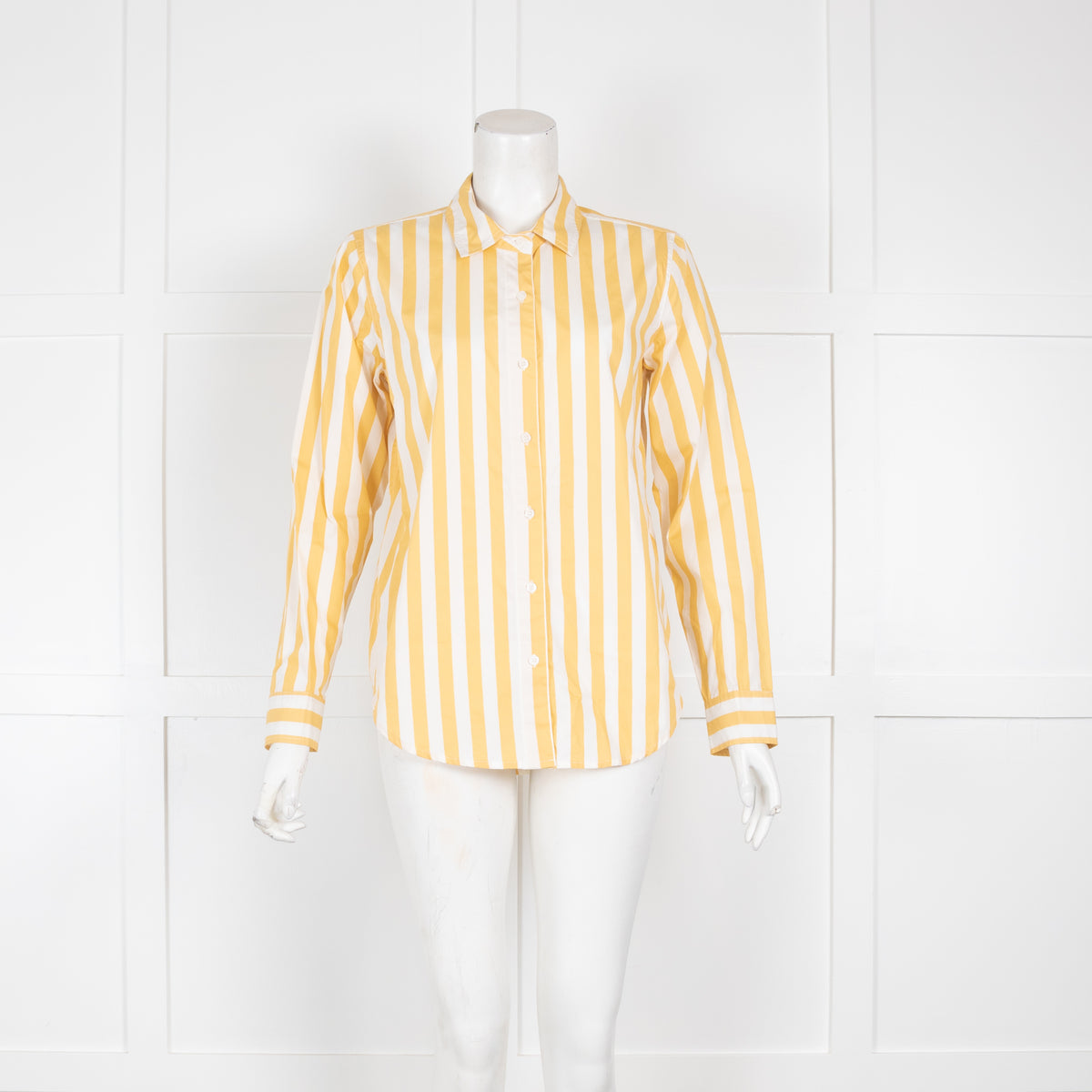 Reiko Yellow and White Striped Collared Shirt
