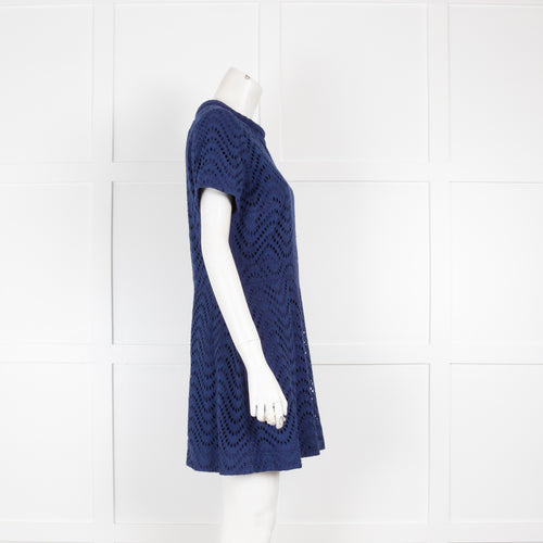 Victoria Beckham Blue Broderie Anglaise Mini Dress