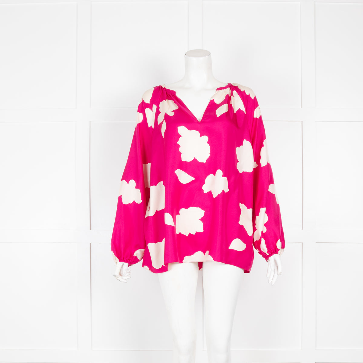Theory Pink Splotch Flower Blouse
