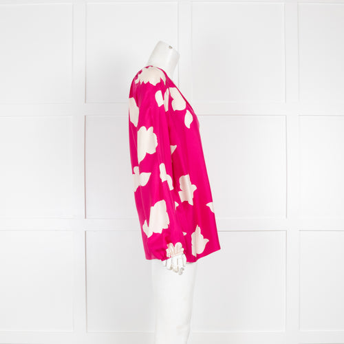 Theory Pink Splotch Flower Blouse