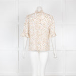 Rebecca Taylor Floral 3/4 Length Sleeve Ruffle Blouse