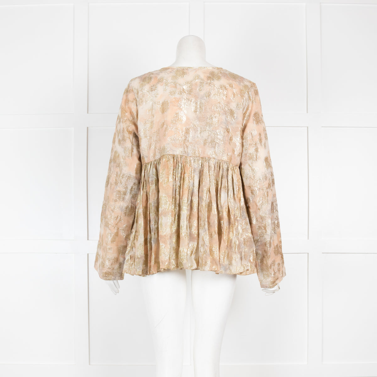 Mes Demoiselles Beige Patterned Top with Metallic Thread