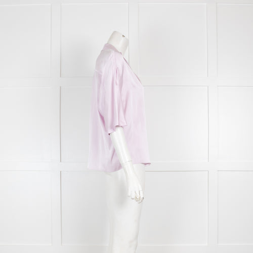 Vince Lilac Silk  Blouse with Notched Collar