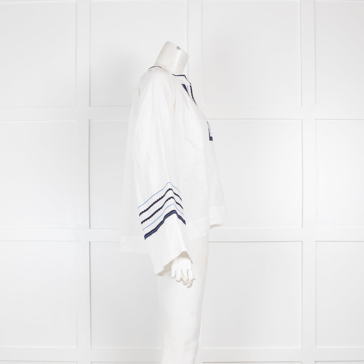 Ancient Kallos White Linen Embroidered Blouse