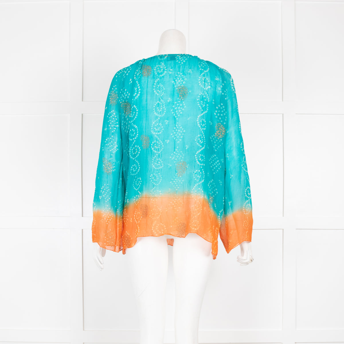Juliet Dunn Orange and Turquoise Ombre Top