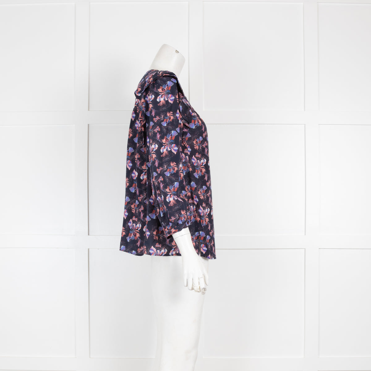 Ikks Navy Floral Frilled Blouse