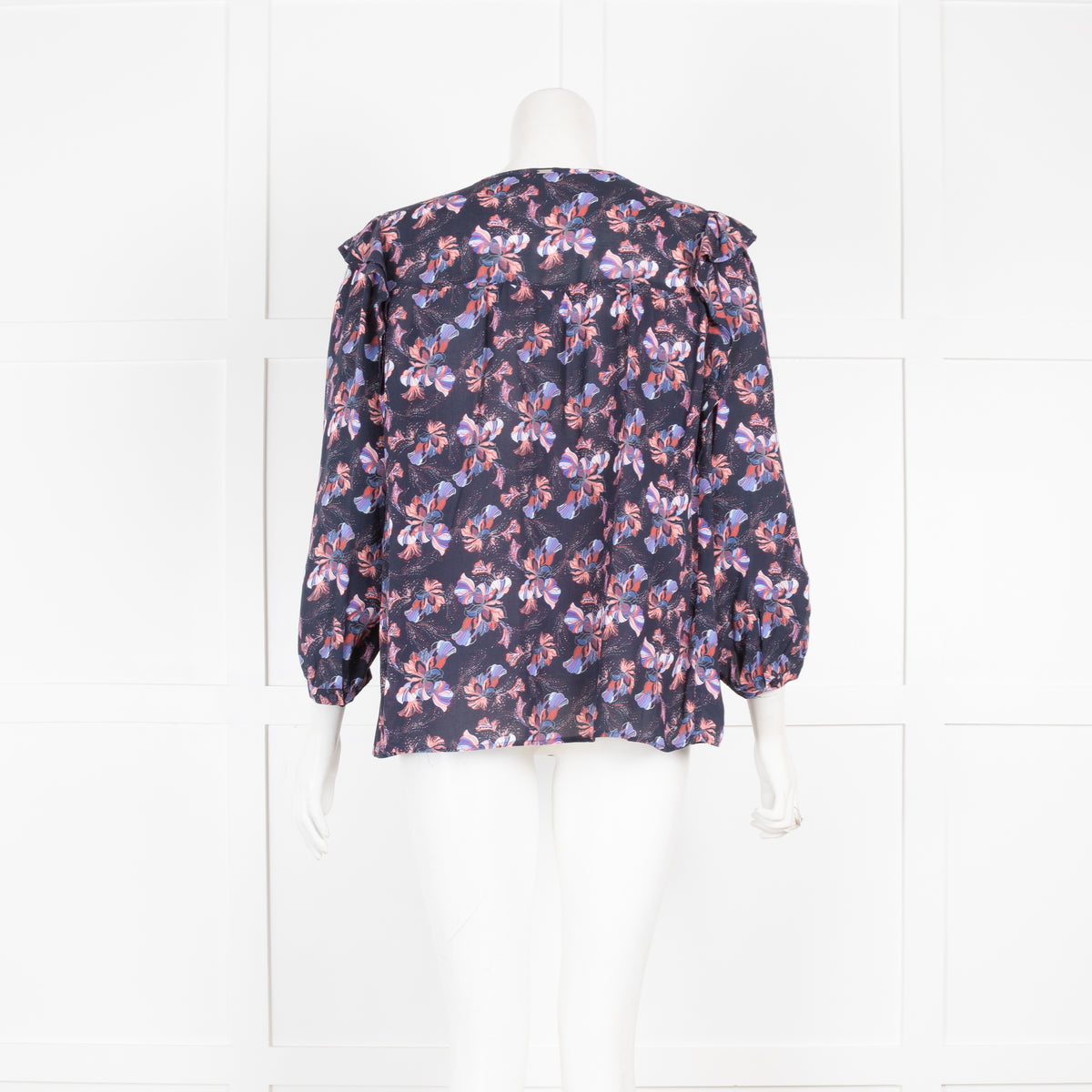 Ikks Navy Floral Frilled Blouse