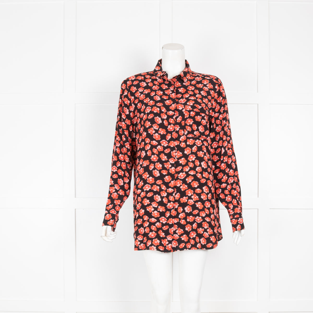 Ganni Black Flower Print Shirt