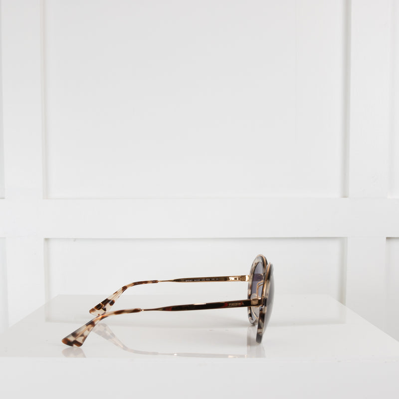 Prada Tortoiseshell Oversized Round Sunglasses
