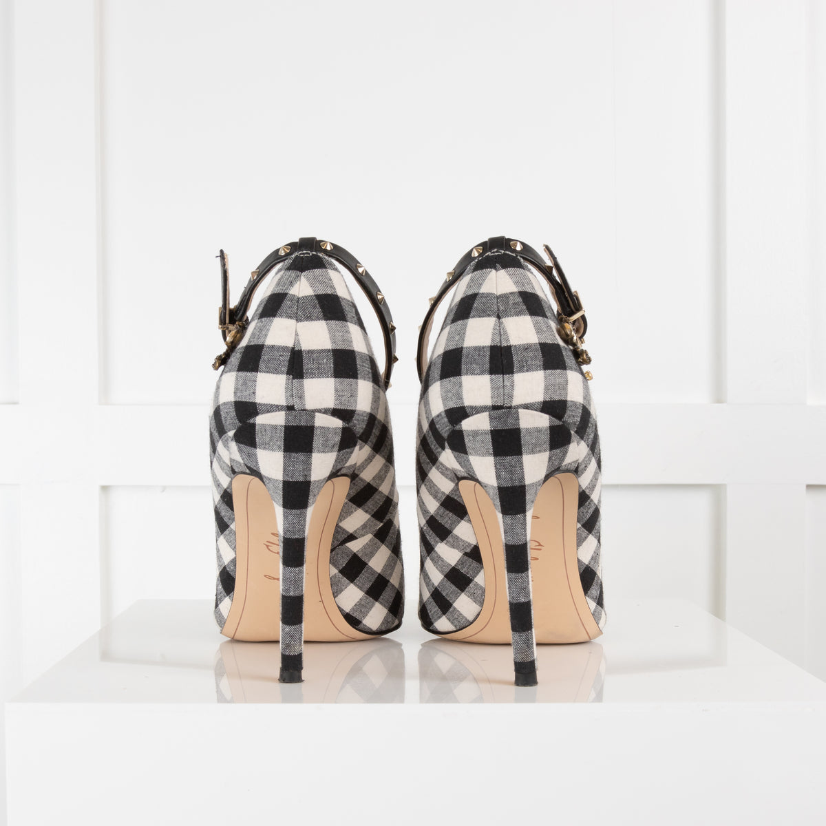 Sam Edelman Gingham Pointed Toe Heels with Ankle Strap