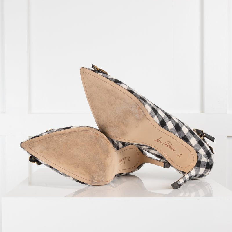 Sam Edelman Gingham Pointed Toe Heels with Ankle Strap