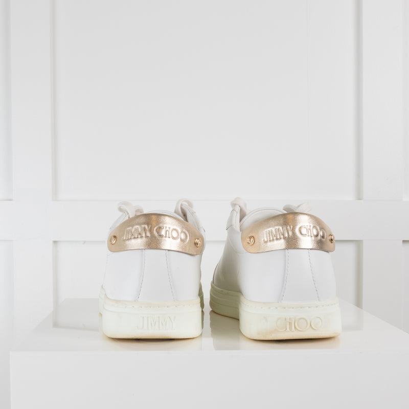 Jimmy Choo White Leather Platform Trainers