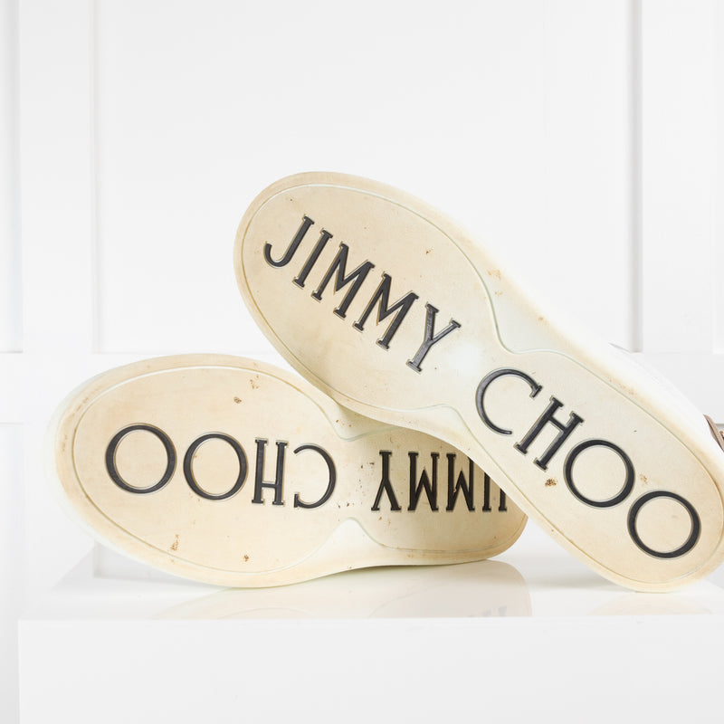 Jimmy Choo White Leather Platform Trainers