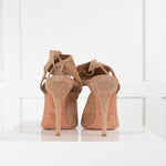 Aquazzura Nude Suede Lace Up Sandals