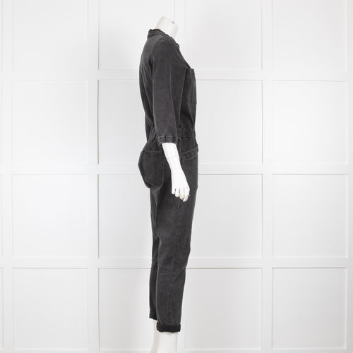 WYSE Grey Denim Frilled Jumpsuit
