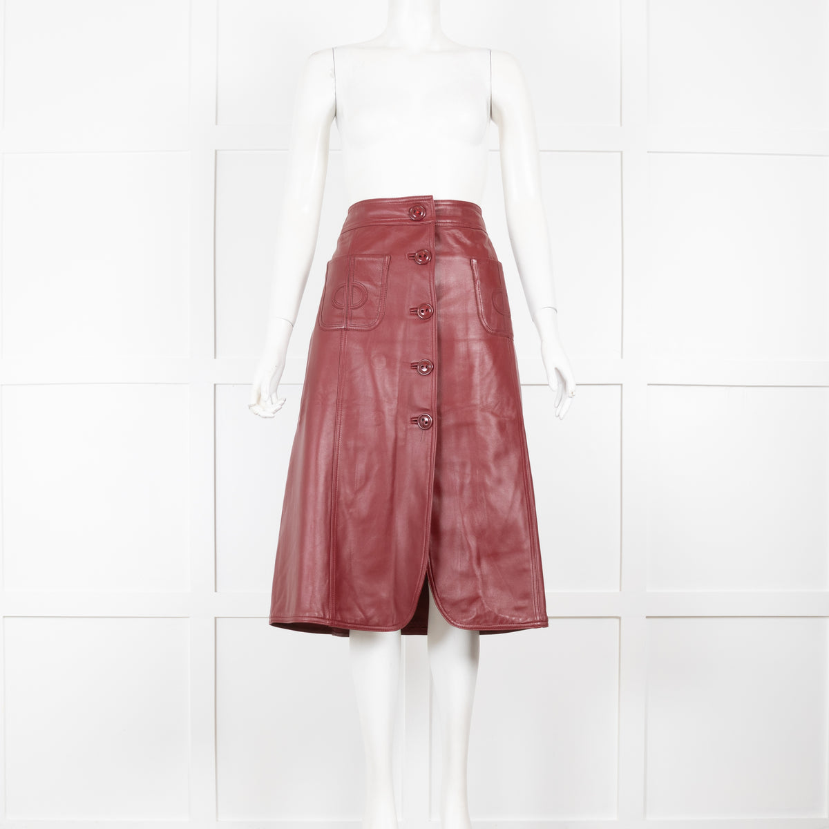 Wyse Burgundy Leather Skirt