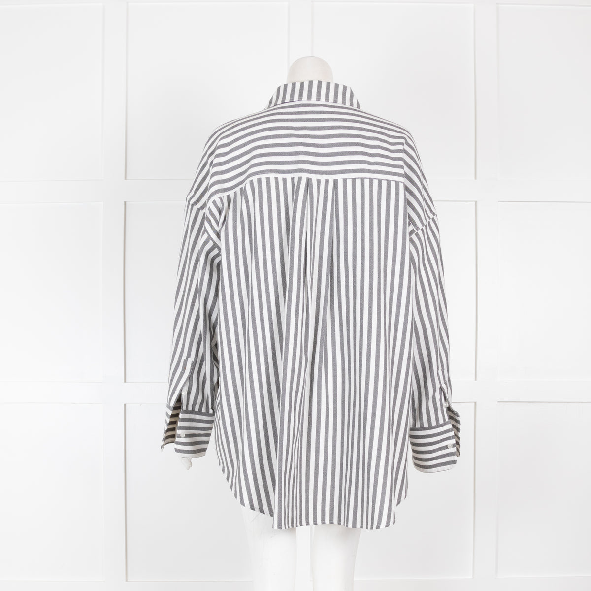 Anine Bing Grey and White Striped Shirt
