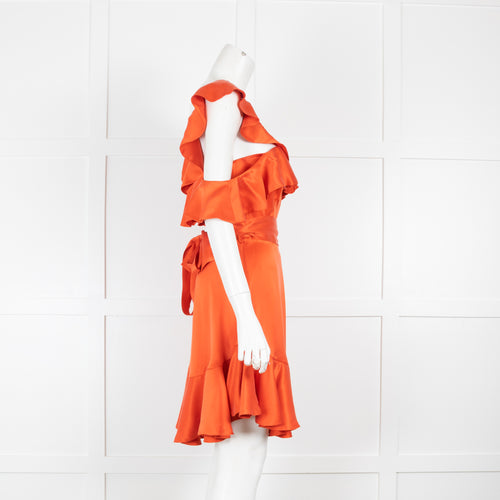Zimmerman Orange Frilled Mini Dress