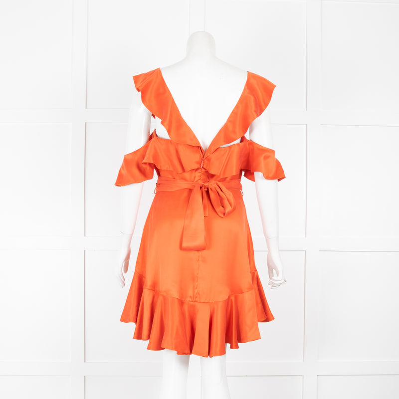 Zimmerman Orange Frilled Mini Dress