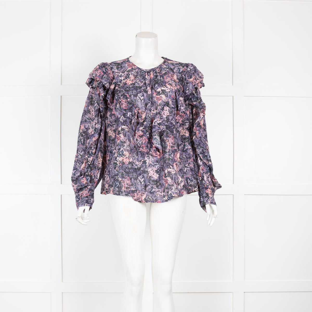 Iro Pink and Purple Floral And Frill Blouse