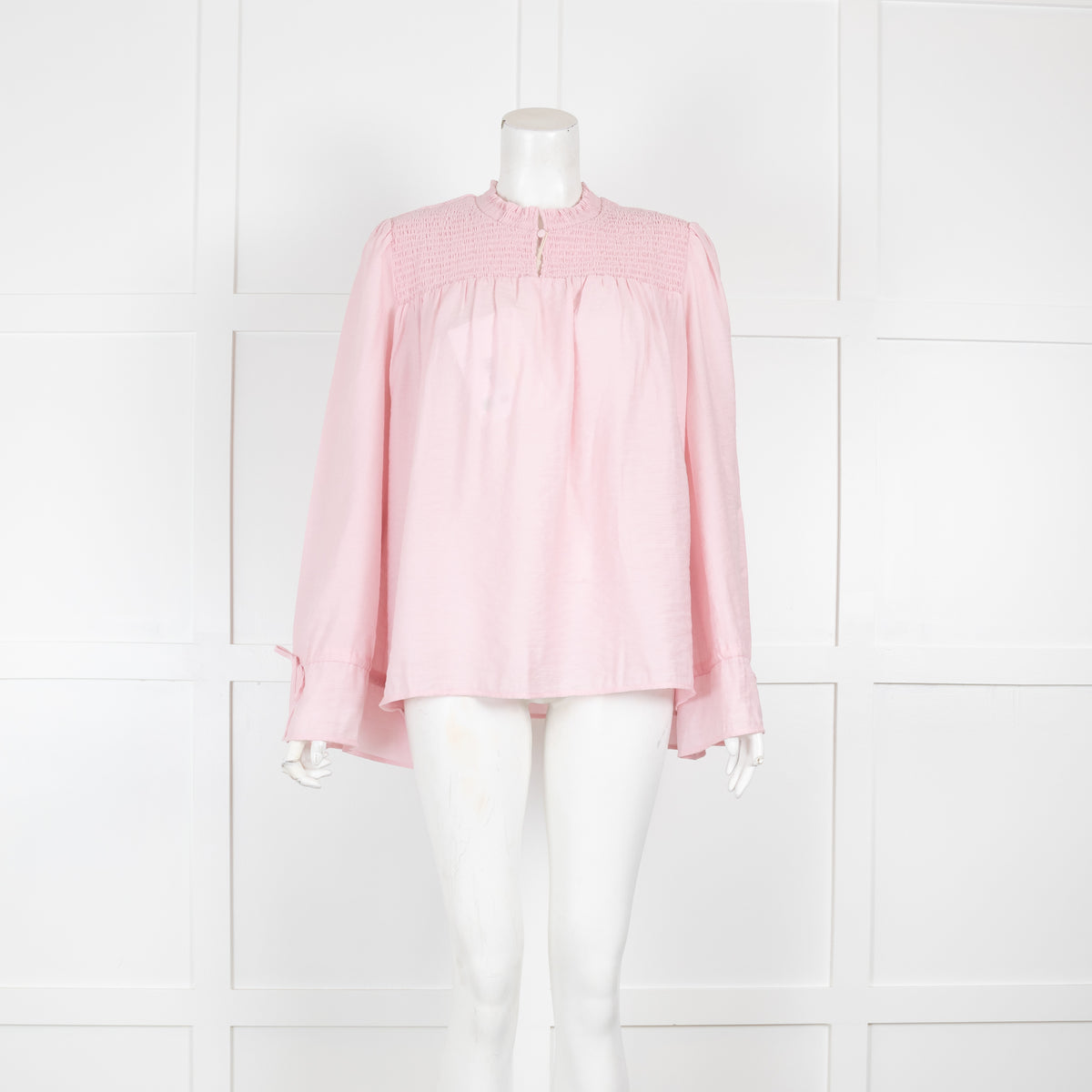 Maje Pink Blouse With Smocking