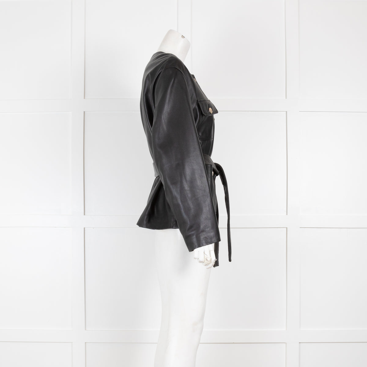 Maje Collarless Leather Jacket