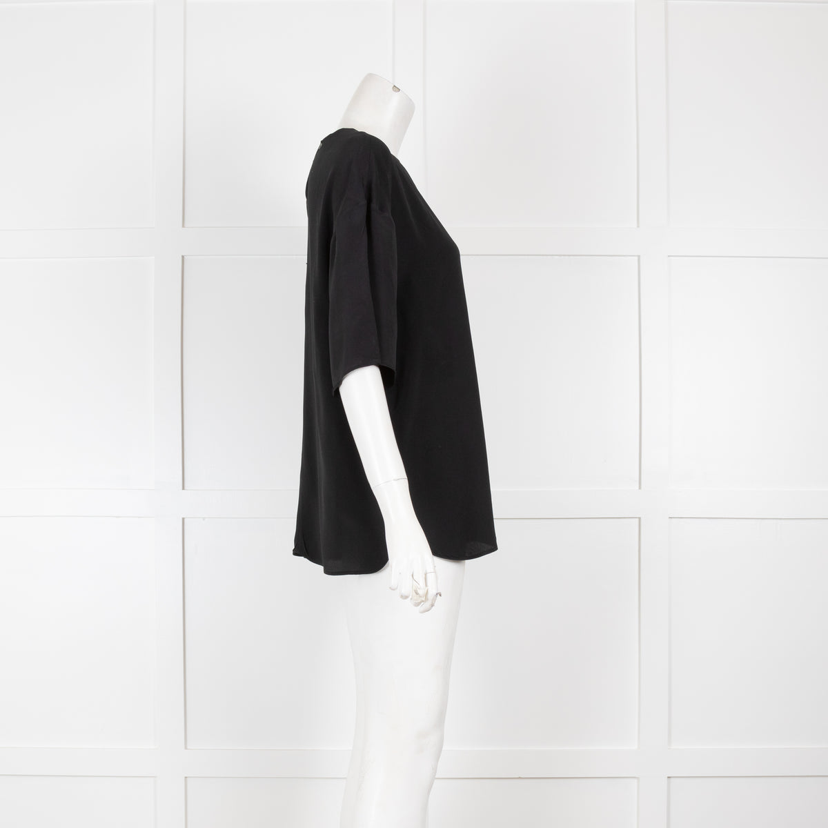 No21 Black Silk Top with White Lace Detail