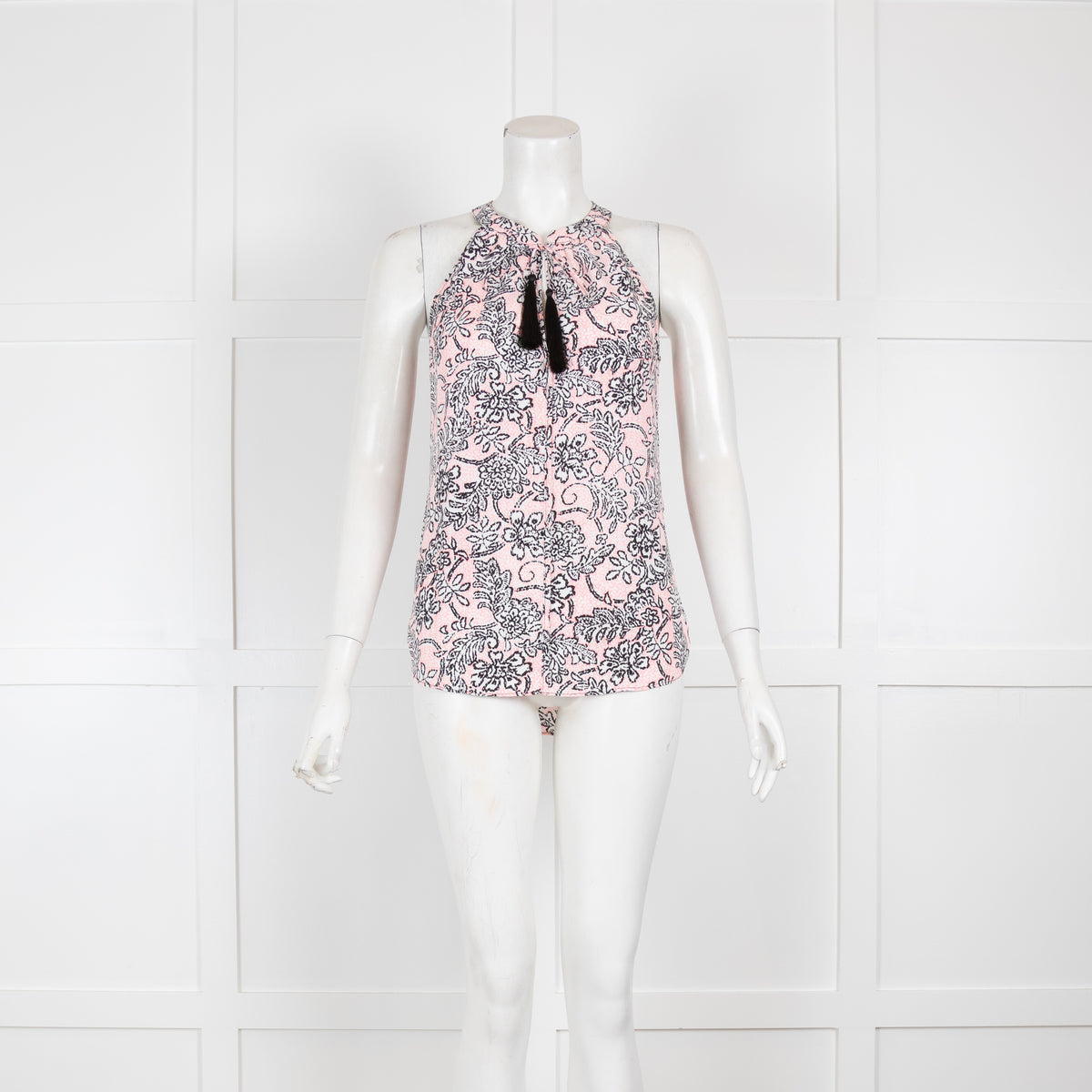 Copper & Ella Pink & Black Floral Halter Neck Top