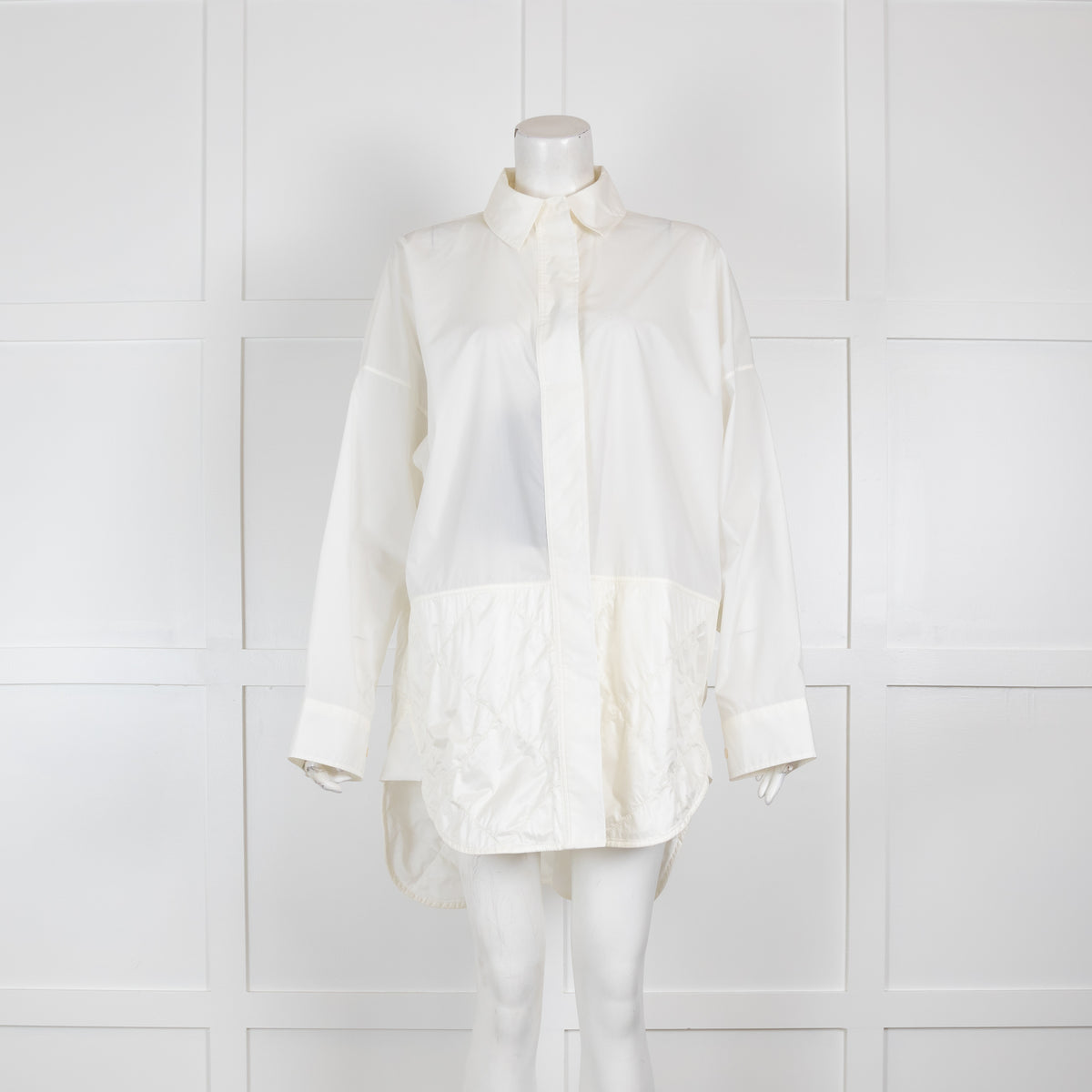 Moncler Genius White Shirt with Quilted Hem