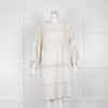 See By Chloe White Loose Knit Metallic Dress