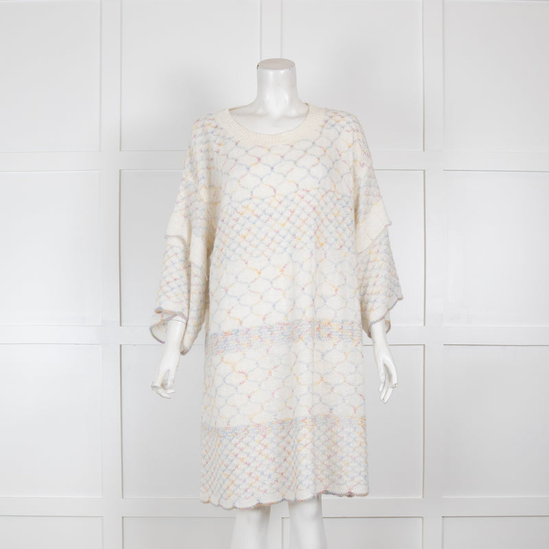 See By Chloe White Loose Knit Metallic Dress