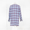 Marc Jacobs Blue Plaid Silk Shirt Dress with Embellished Collar