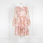 Needle & Thread Pink Mesh Frill Detail Floral Dress