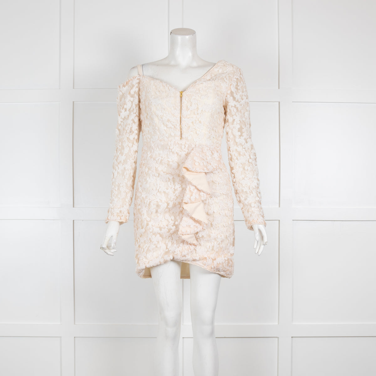 Self Portrait Cream Net Sequin Mini Dress