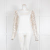 Dries Van Noten White Sequin Net Sleeve Top