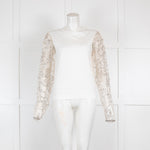 Dries Van Noten White Sequin Net Sleeve Top