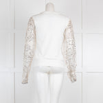 Dries Van Noten White Sequin Net Sleeve Top