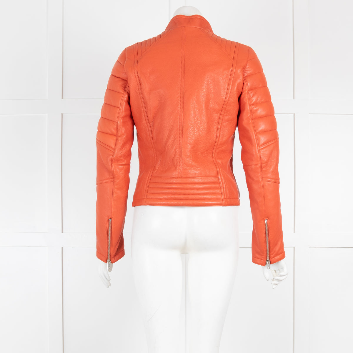 Joseph Orange Leather Biker Jacket