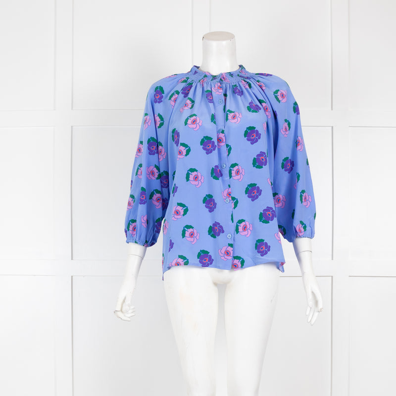 Tucker Lilac Pink Floral Silk Blouse Top