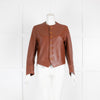 Joseph Textured Tan Leather Collarless Jacket