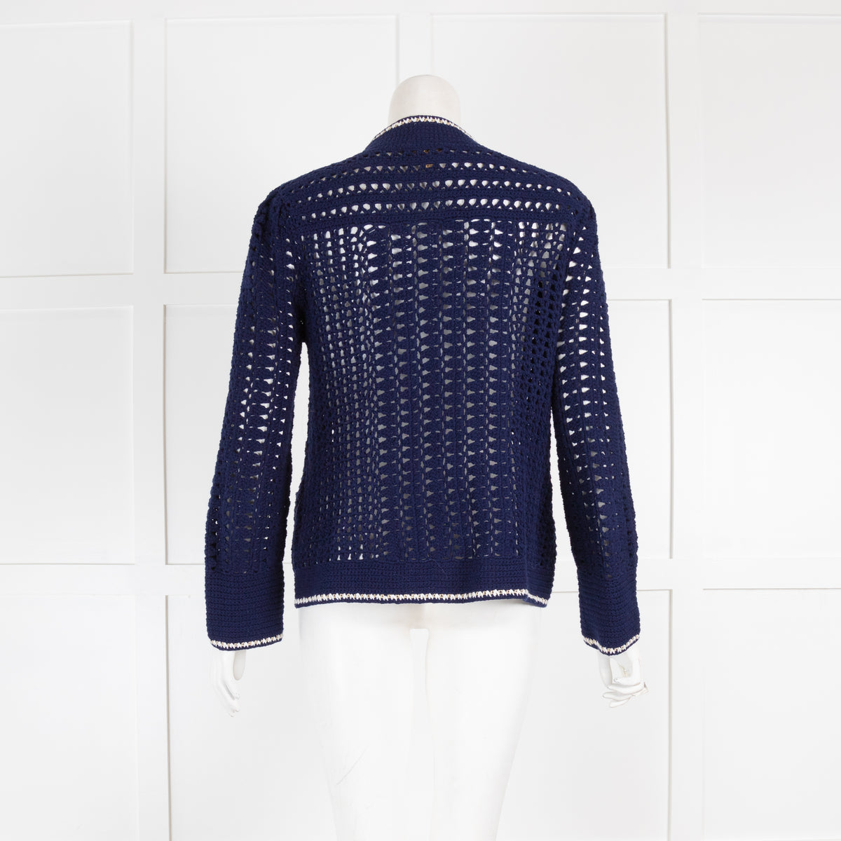 Wyse Blue Crochet Loose Knit Cardigan