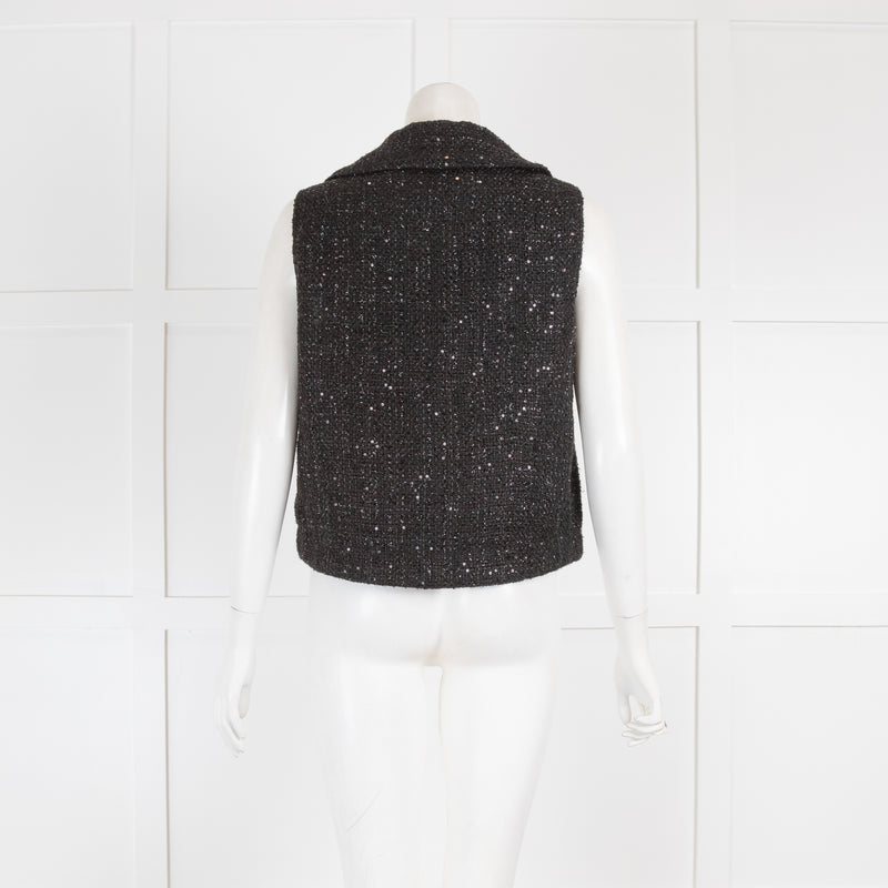 Maje Black Sparkle Boucle Vest Top