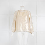 Wyse Gold Shimmer Frill Off The Shoulder Blouse