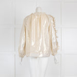 Wyse Gold Shimmer Frill Off The Shoulder Blouse
