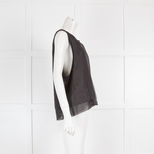 Dries van Noten Black Organza Overlay Tank