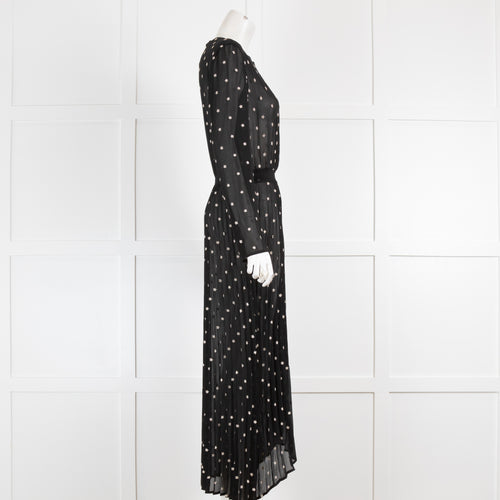 Maje Black Daisy Embroidered Midi Dress