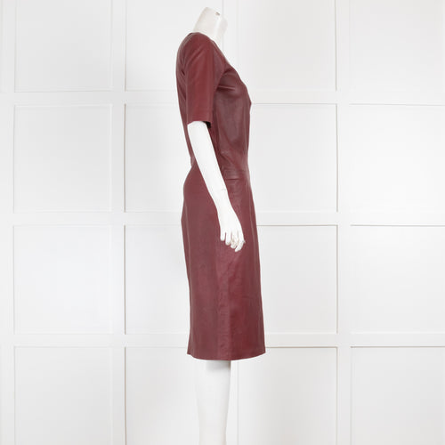 Baukjen Burgundy Leather Fitted Dress